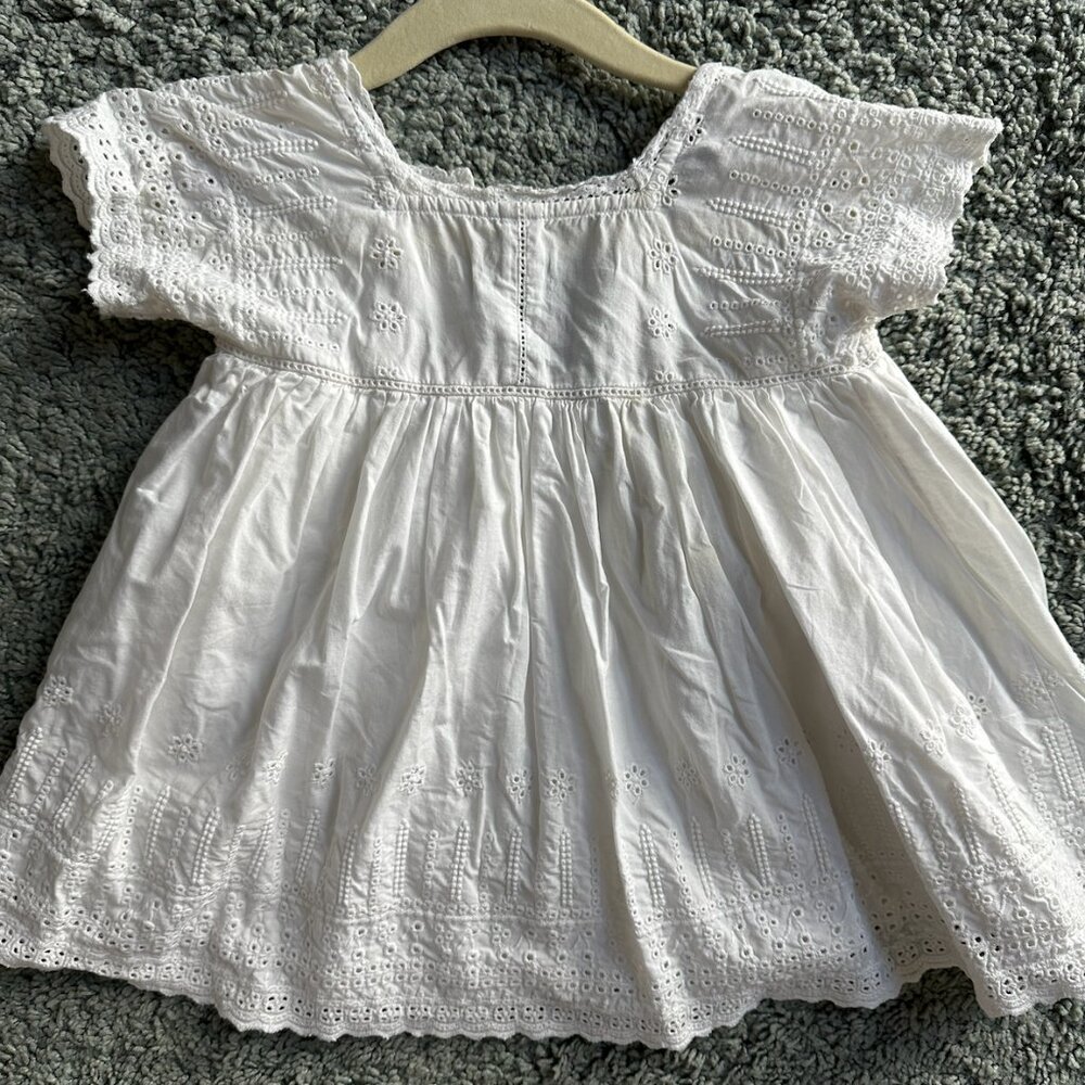 Bonpoint Baby Girl Embroidered Poplin Dress Size 12M